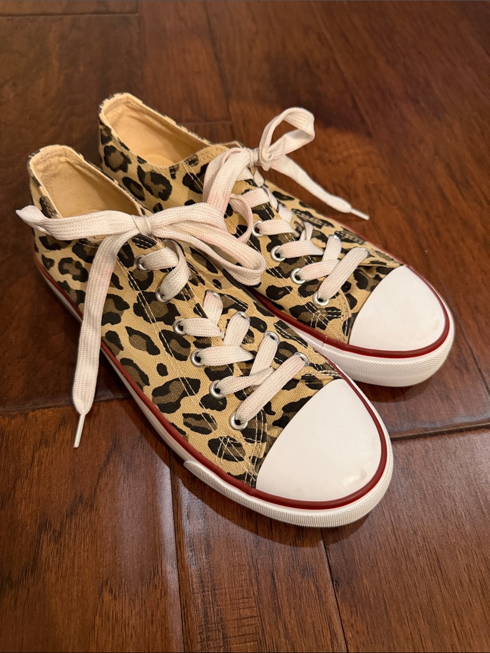 Leopard Print Canvas Low-Top Sneakers - Beige